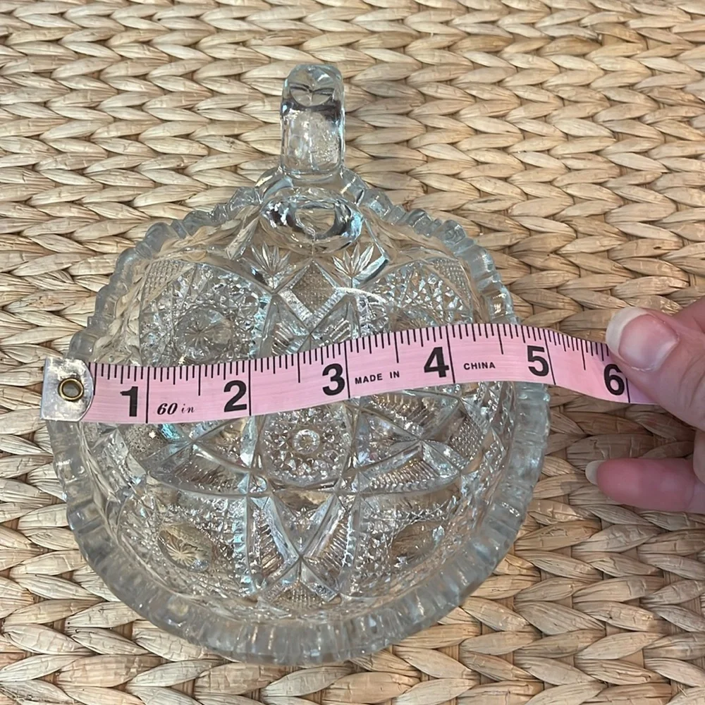 Antique Brilliant Cut Handled glass candy/mint dish